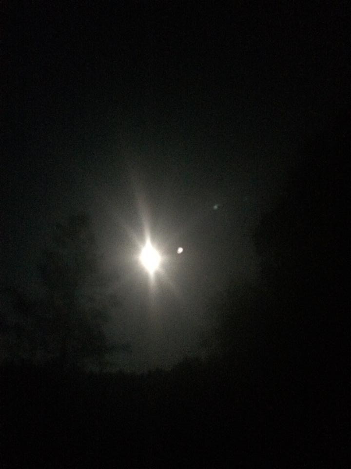 The Tevis moon, during our last six mile stretch. Moments after finishing, this moon became a spectacular Super Moon.
